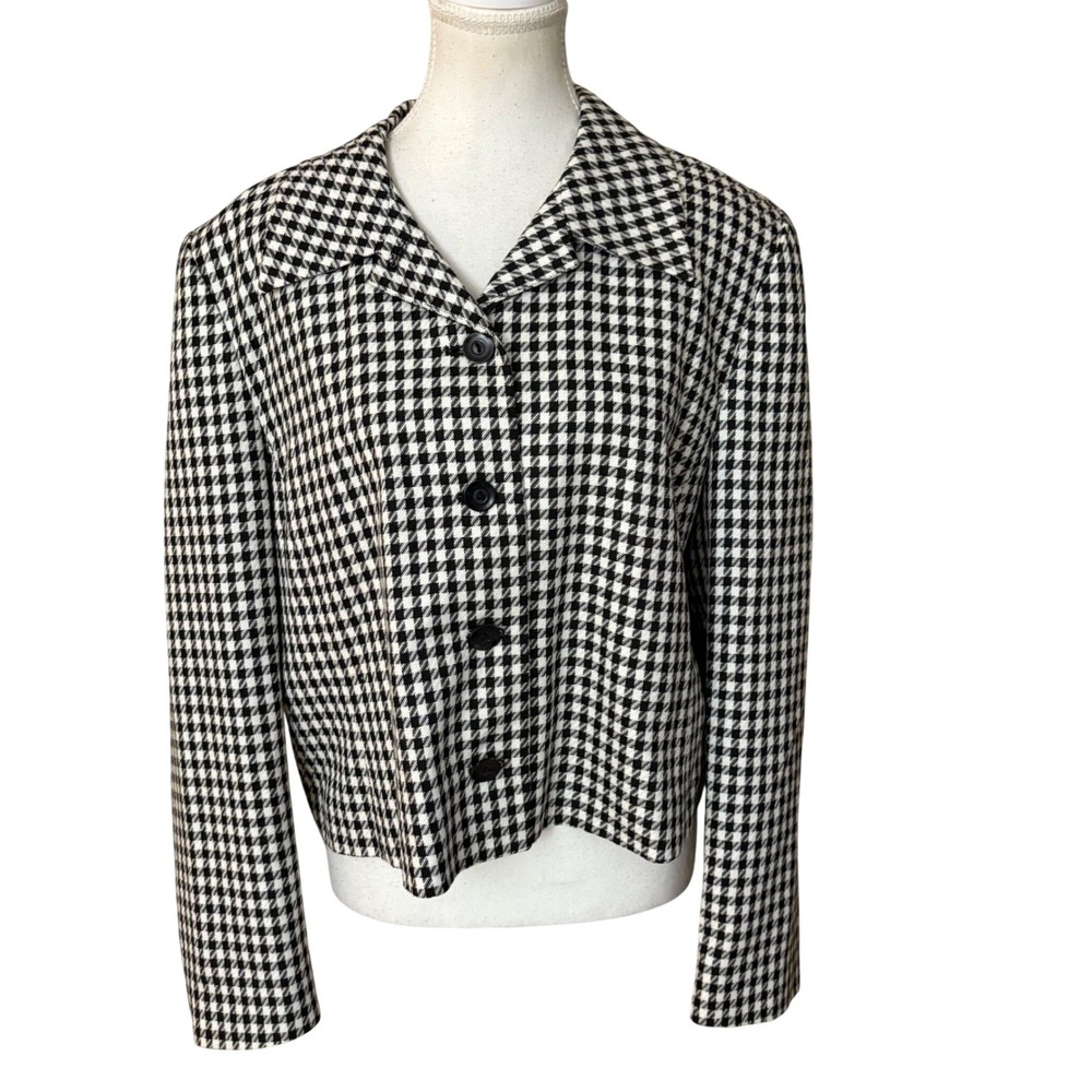 PENDLETON Houndstooth Bolero Blazer Jacket Size 16 Vintage Cropped